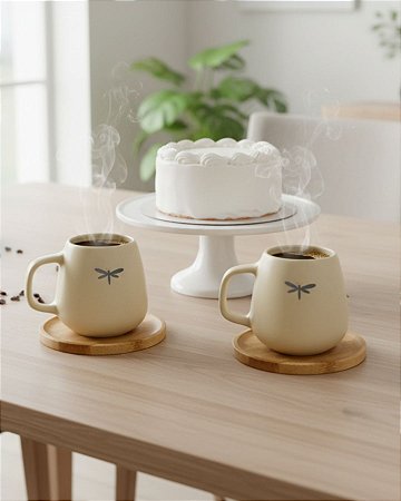 2 Canequinhas com Pires em Bambu Libélula