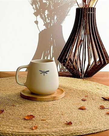 Caneca de Café Libélula com Pires em Bambu 150ml
