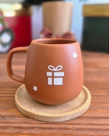 Caneca Presente em Bambu 150ml Cor Cerâmica