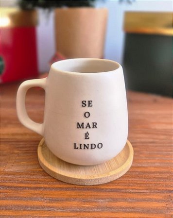 Caneca Mar com Pires Bambu 260ml