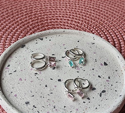 Argola Zircônia Retângular