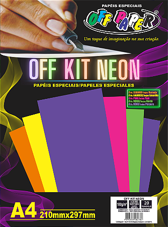 PAPEL NEON A4 180G 20FLS - CORES VARIADAS E KIT FESTA NEON