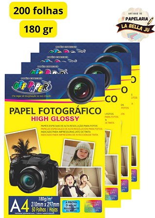 200 folhas - Papel Fotográfico A4 180g Glossy - OFF PAPER