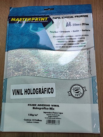 Adesivo Vinil Holográfico Mix Brilhante 135g A4 À Prova D'Água com 10 Folhas