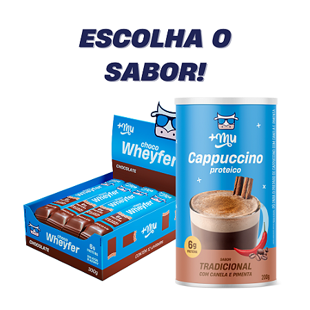 Combo Chocowheyfer +Mu - 1 Caixa c/ 12 Unidades (Escolha o Sabor) + Cappuccino +Mu - 200g