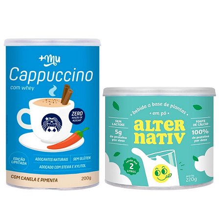Combo Cappuccino com Whey +Mu (Canela e Pimenta) 200g + Leite Vegetal Alternativ em pó (220g/2L)