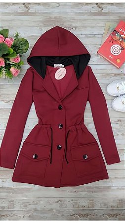 parka feminina moletom marsala/bordô