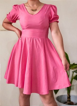 Vestido Evasê/Rodado Manga Princesa