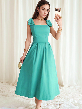 Vestido  Alfaiataria Midi Detalhe Alça