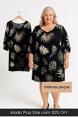 Vestido Plus Size Manga 3/4 REF S00858