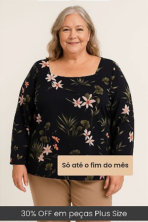 Blusa Feminina Manga Longa Plus Sizer Ref S00703