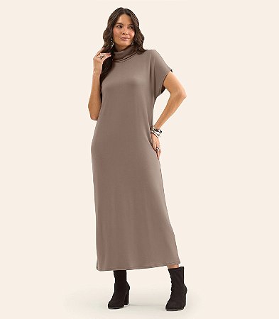 Vestido Super Midi Feminino Com Gola Alta 6176015