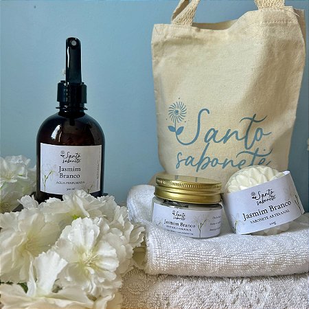 Kit Jasmim Branco + Ecobag Presenteável