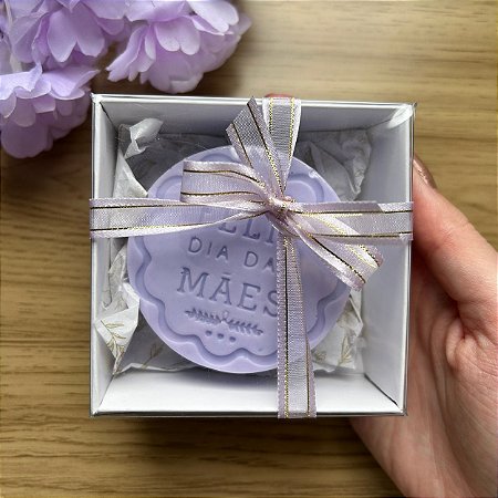 Sabonete "feliz dia das mães" na caixinha - Lavanda Francesa