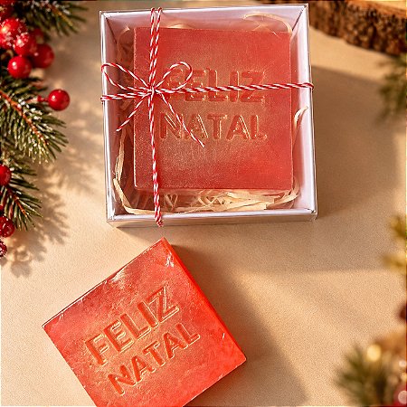 Sabonete Feliz Natal na caixinha - Maçã e Canela