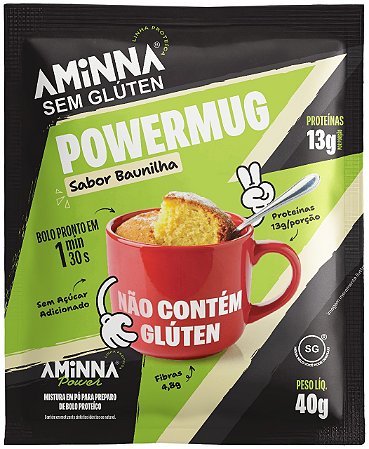 Aminna PowerMug Bolo Proteico Sabor Baunilha - 40g