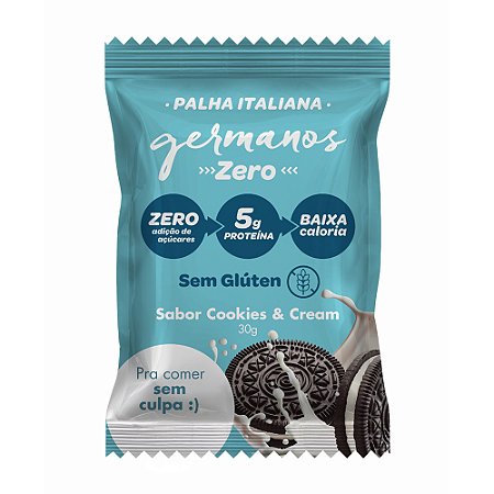 Palha Italiana Germano's Zero - Sabor Cookies & Cream 30g - Embalagem c/10 unidades