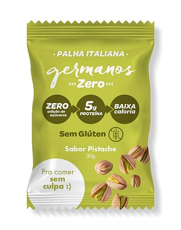 Palha Italiana Germano's Zero - Sabor Pistache 30g - Ebalagem c/10 unidades