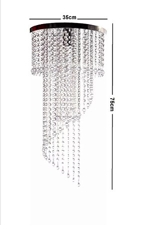 Lustre Cristal Acrílico Espiral 75cm Base 35cm P 1 Lâmpada