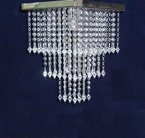 Lustre Art. Crist. Acríl. Inox 41cm Base31x31cm 220.014i
