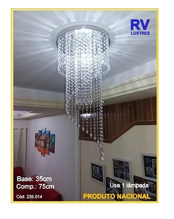 Lustre Crist Acríl. Espiral 75cm Base 35cm P 1 Lâmp 226.014