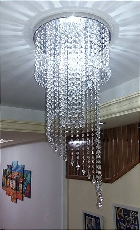 Lustre Espiral 75cm 3 camadas placa 35cm