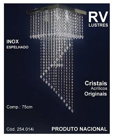 Lustre Art. Crist Acril Espiral 75cm Base29x29 Inox 254.014i