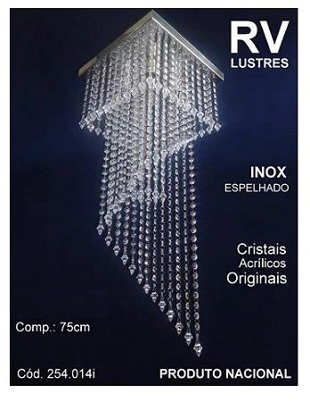 Lustre inox espiral quadrado sala hall quarto