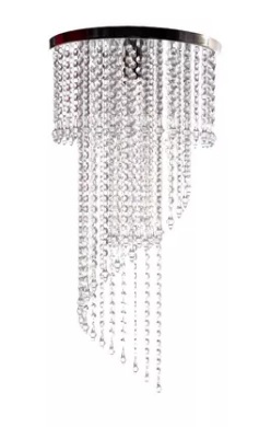 Lustre Cristais Acríl 75cm Espiral Base30cm 3camadas