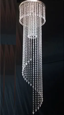 Lustre De Cristais Acríl Espiral 1,0m Base 35cm 1lâmp