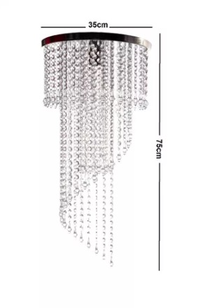 Lustre De Cristais Acrilicos Hall Sala Quarto Escada Grande 75cm