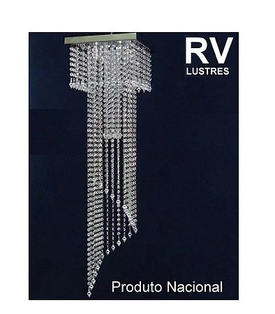 Lustre Espiral Quad Cristal Acr Inox 1,0m Base31cm