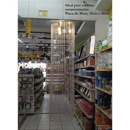 Lustre para Ornamentação Bifê Festas 2,5m placa 40cm corrente 50cm