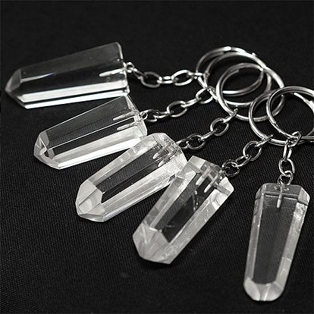 05 Chaveiro Ponta Cristal Gerador Pedra Natural Garimpo ATACADO