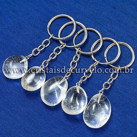 10 Chaveiro Pedrinha Cristal Pedra Rolada Tamanho Medio ATACADO