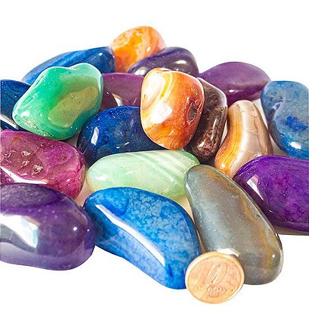 1kg Ágata MISTO Pedra Rolada G  Extra 45 mm Aproximadamente