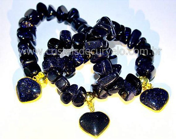 10 Pulseira Com Coração Pedra Estrela Azul Rolada ATACADO