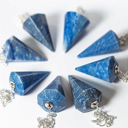 100 Pêndulos Sextavado Quartzo Azul Pedra Natural Facetado ATACADO