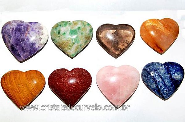 20 Coração Pedras Misto Natural 4 a 6 cm ATACADO
