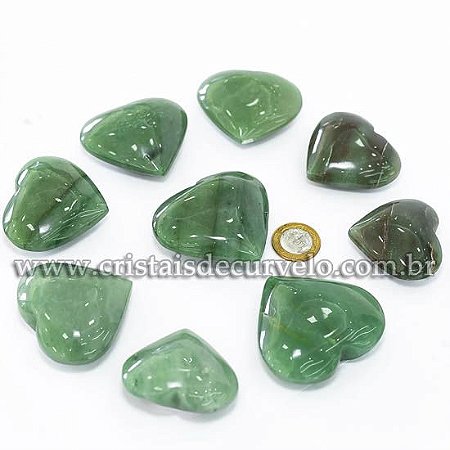 20 Coração Pedra Quartzo Verde Natural 4.7 a 6.5cm Atacado