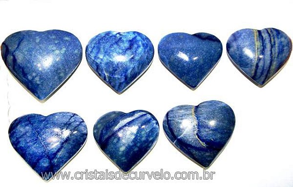 20 Coração Pedra Quartzo Azul Natural 4.7 a 6.5cm ATACADO
