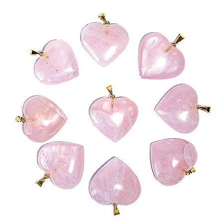 1000 Coração ROSA Pedra Quartzo Pingente Banho Dourado