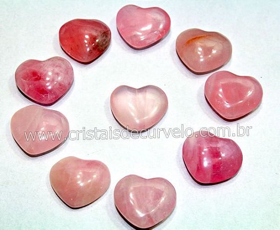 100 Coração pra Pingente Pedra Quartzo Rosa Lapidado Calibrado 24 x 20 MM