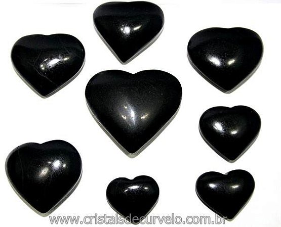 10 Coração Pedra Quartzo Preto Natural 4.7 a 6.5cm ATACADO