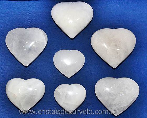 10 Coração Pedra Quartzo Leitoso Natural 4.7 a 6.5cm ATACADO
