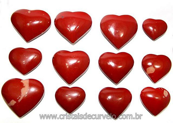 10 Coração Pedra Jaspe Vermelho Natural 4.7 a 6.5cm ATACADO