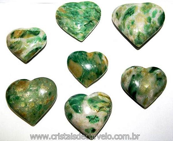 05 Coração Pedra Jade Verde Natural 4.7 a 6.5cm ATACADO