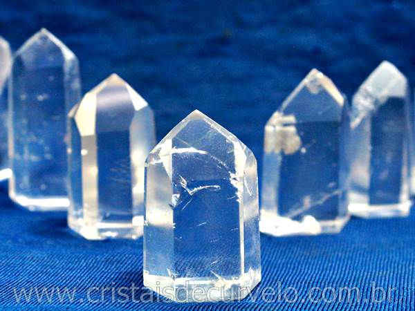 Kit 3 Mini Ponta Cristal Lemurian Lapidado em Gerador Sextavado 2,5cm