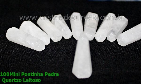 100 Mini Pontinha Gerador Quartzo Branco ou Quartzo Leitoso Lapidado Tamanho 2.5 Cm