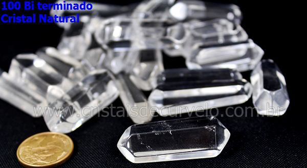 100 Bi Terminado QUARTZO CRISTAL Pedra Extra Lapidado Bi Ponta Tamanho 2.5  Cm